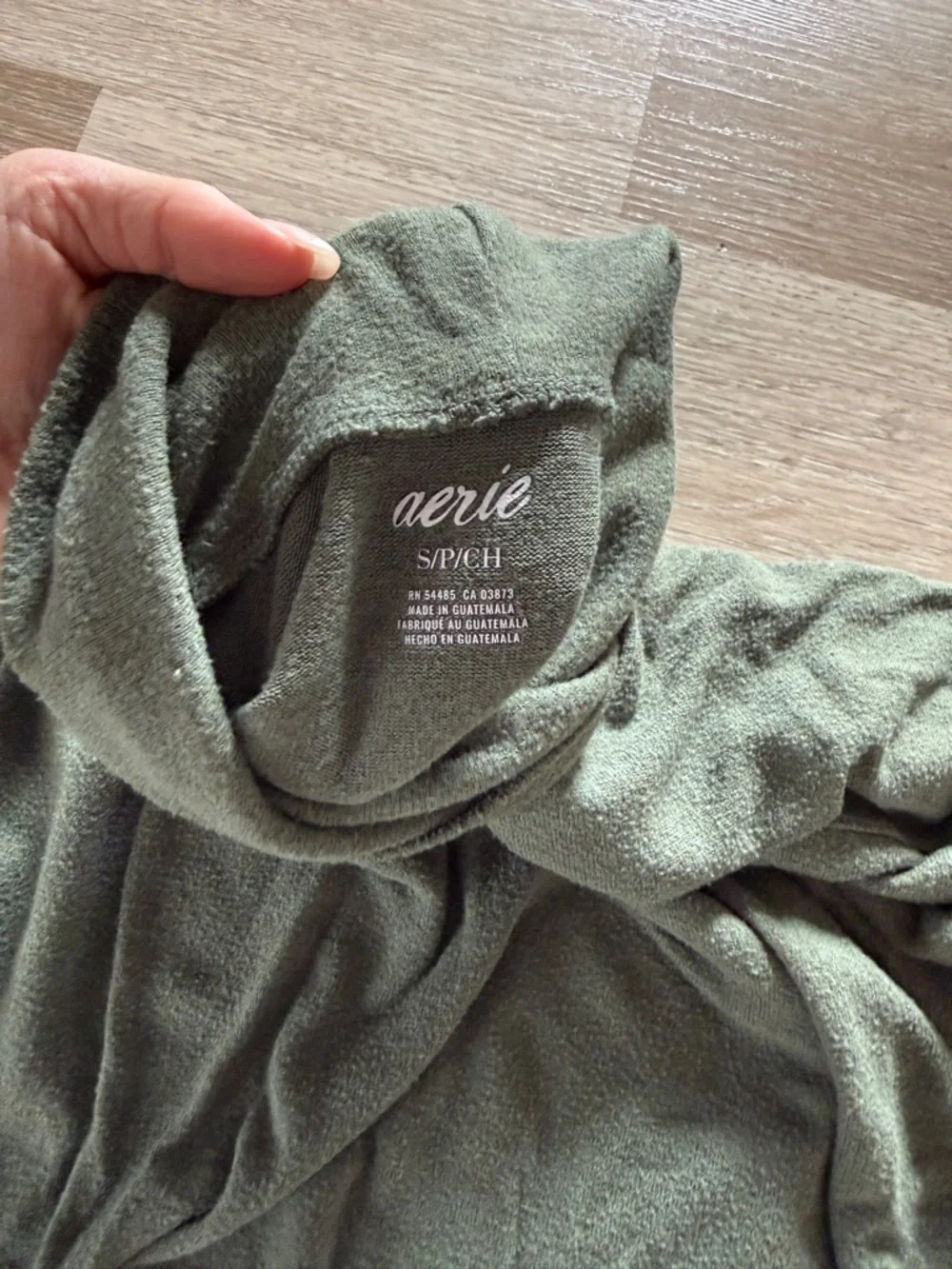 aerie Olive Green Cozy cowl neck sweatshirt - Picture 2 of 3